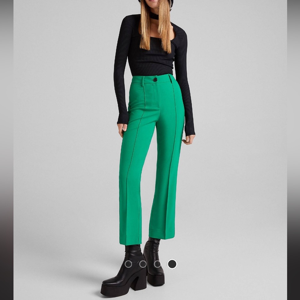 ASOS Bershka straight tailored pant in bright green